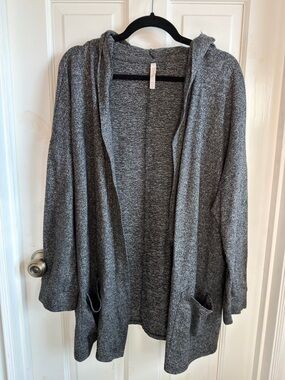 LuLaRoe Heathered Gray Open-Front Hooded Cardigan